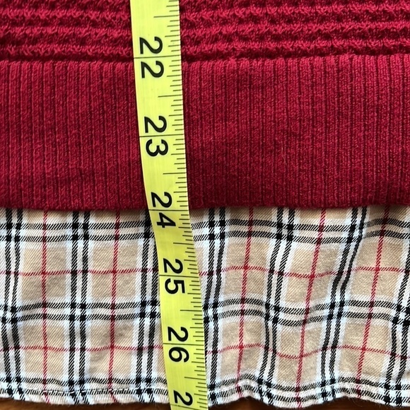 Christopher and Banks women’s woven maroon top with plaid faux under shirt - Picture 6 of 7